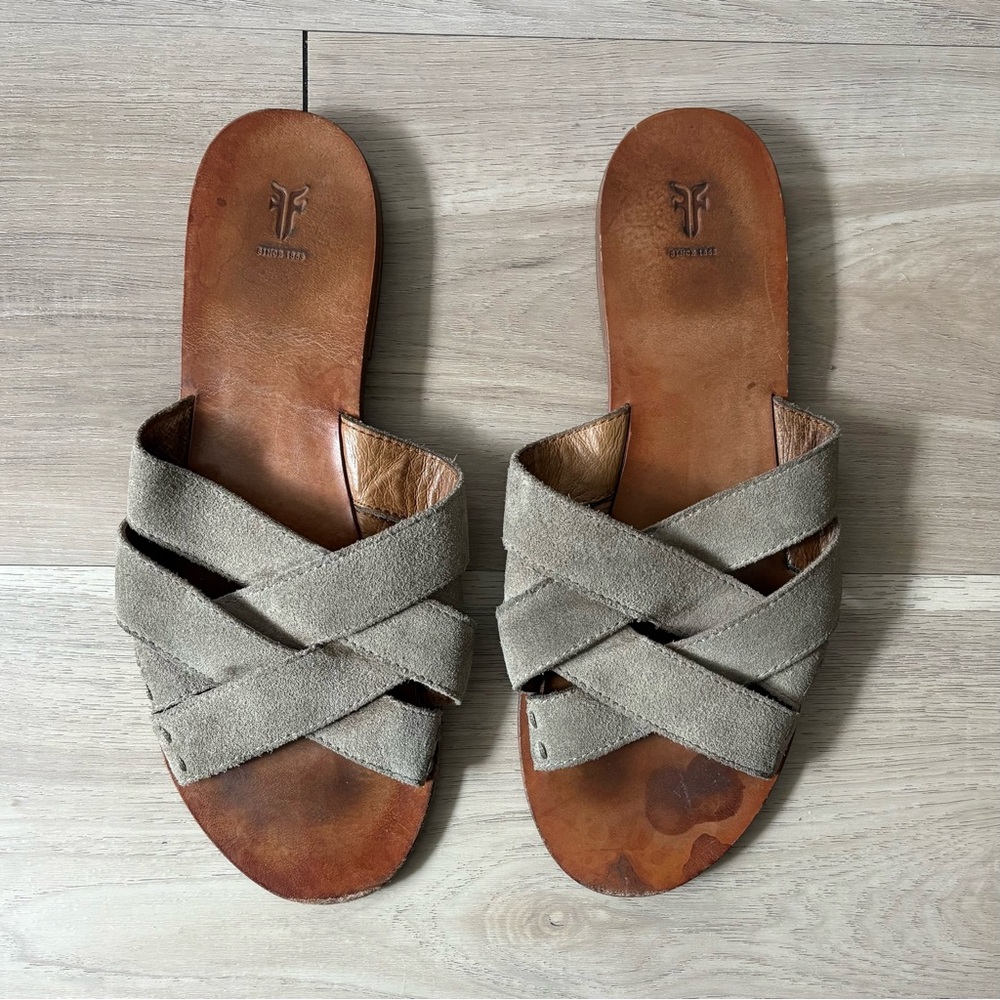 Frye Tan Strappy Sandals